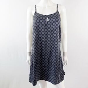 Mastermind X Vans Vault Gray Checkered Mini Slip Dress Size M Silk Gothic Skater